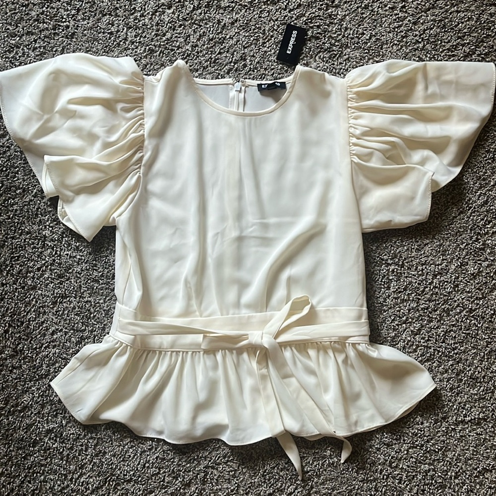 BRAND NEW Express Beige Ruffled Top Size S